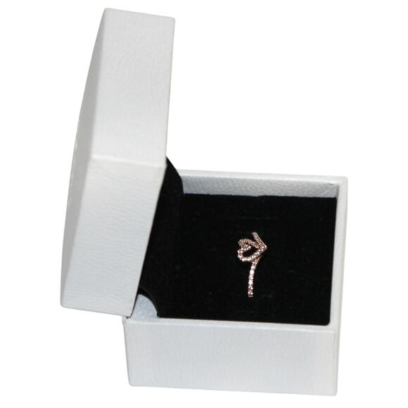 Pandora Sparkling Wishbone Heart Ring Rose Gold Plated Size 58 (8.5) - Picture 7 of 14